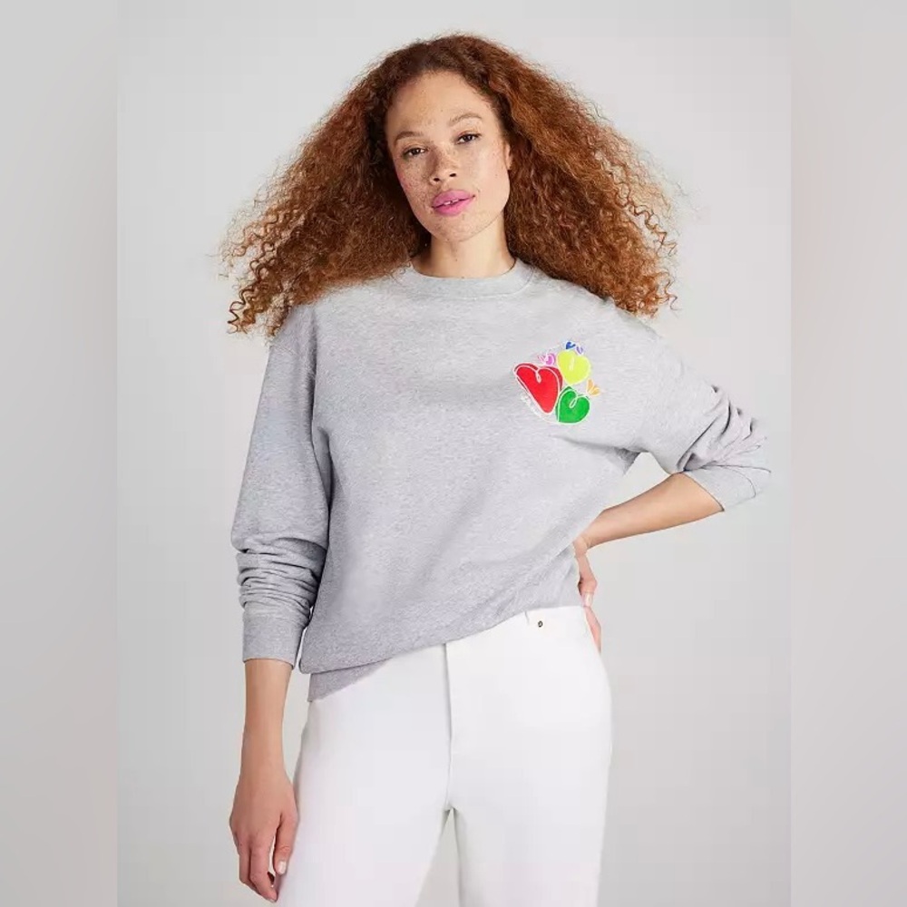 kate spade Rainbow Hearts
Grey Sweatshirt with Multicolor Heart Motif Sz S